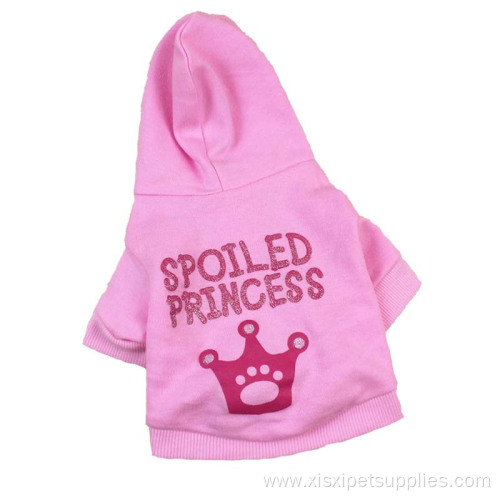 princess style pink hoodies small dog clothes